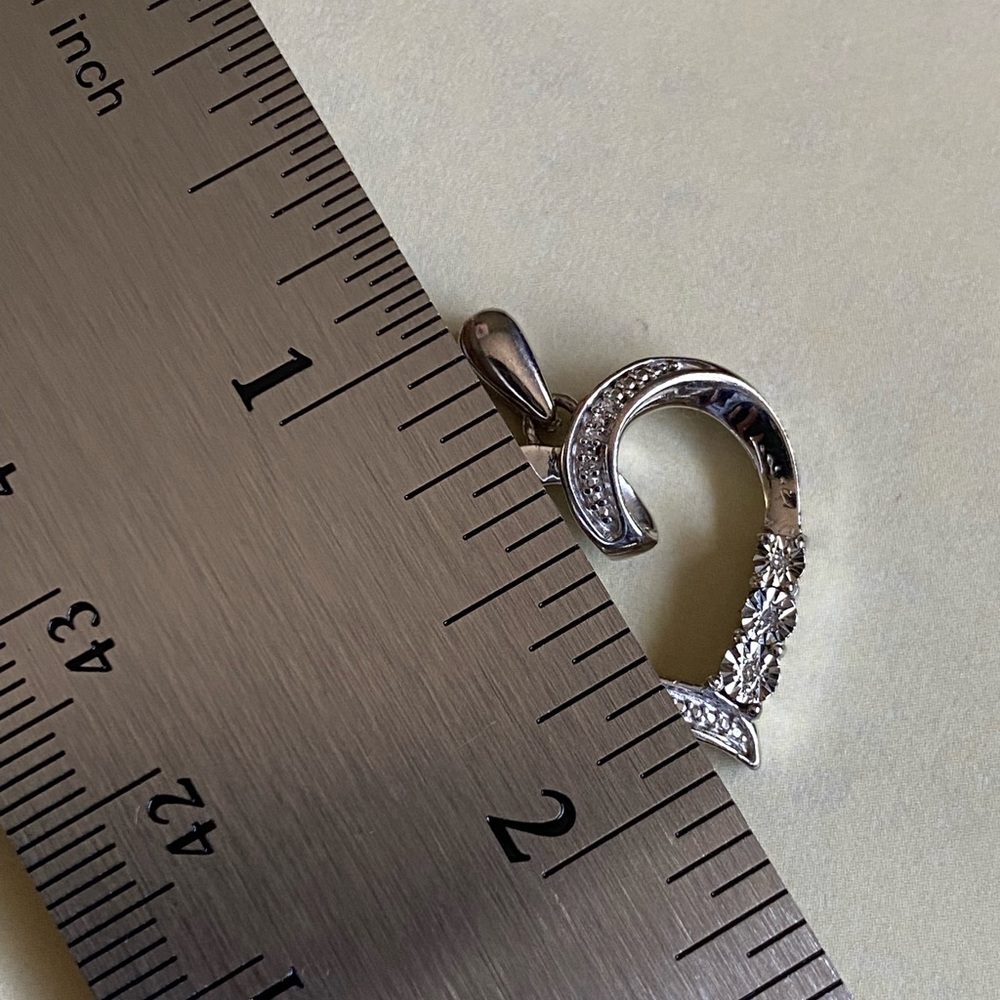 Beautiful Solid Sterling Silver Heart Diamond Clu… - image 7